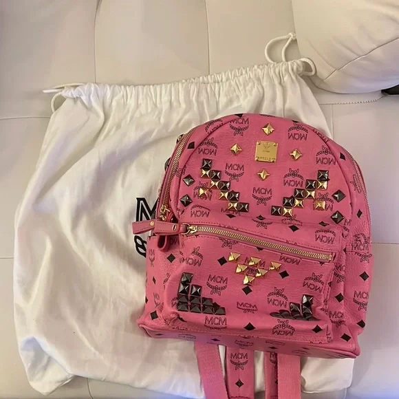MCM | Bags | Mcm Visetos Studded Pink Backpack | Poshmark display picture 3